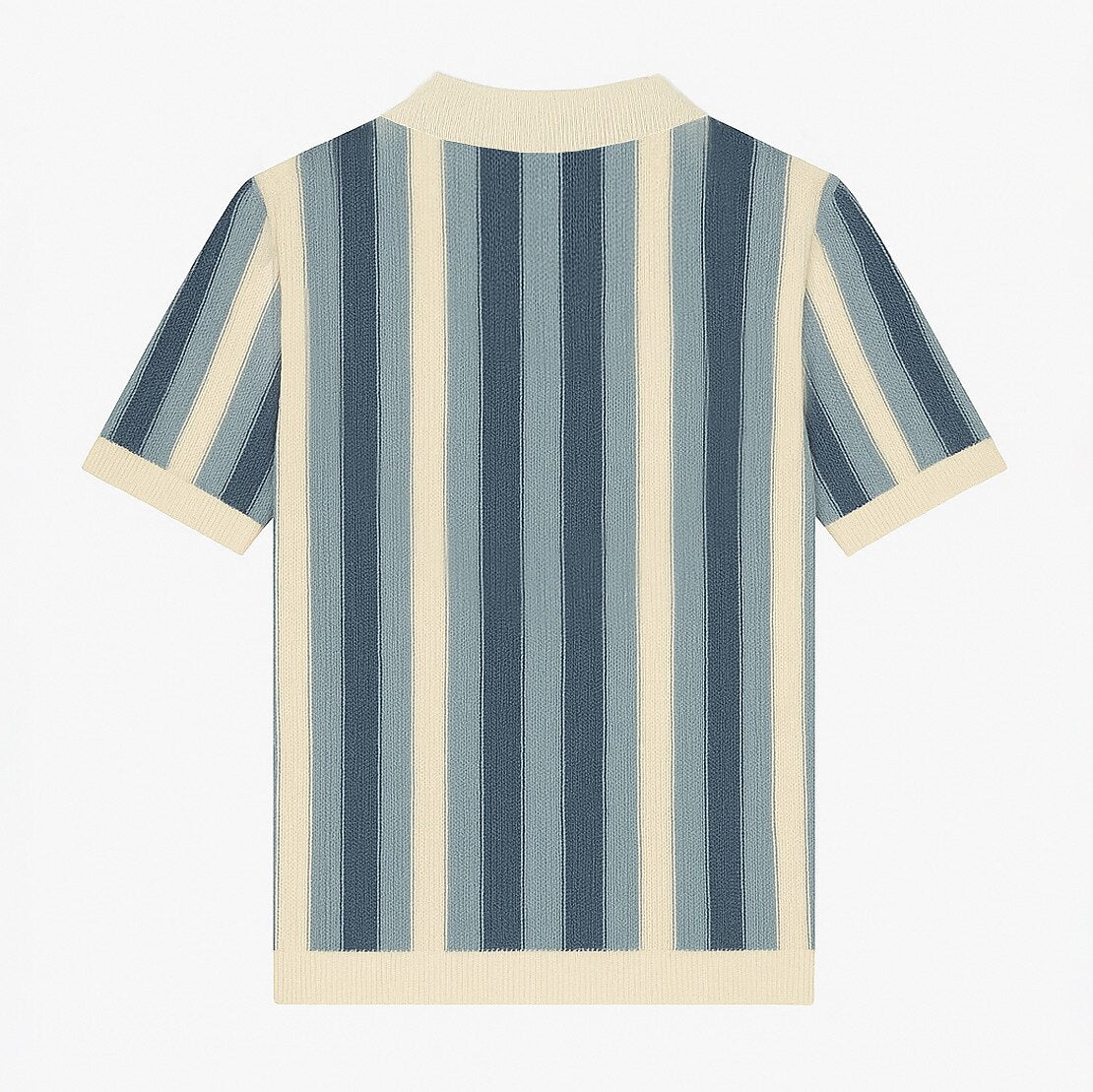 Retro Vertical Striped Knit Polo Shirt - oukumen