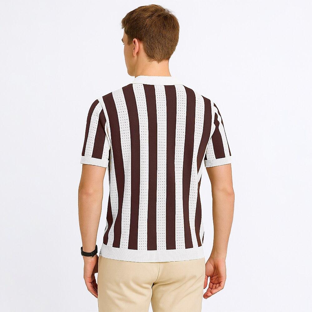 Vertical Striped Polo Shirt