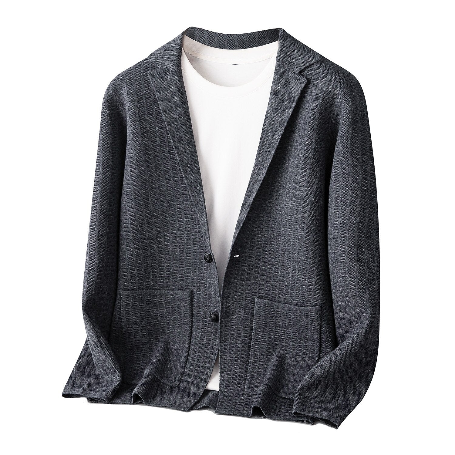 Textured Knit Blazer - oukumen