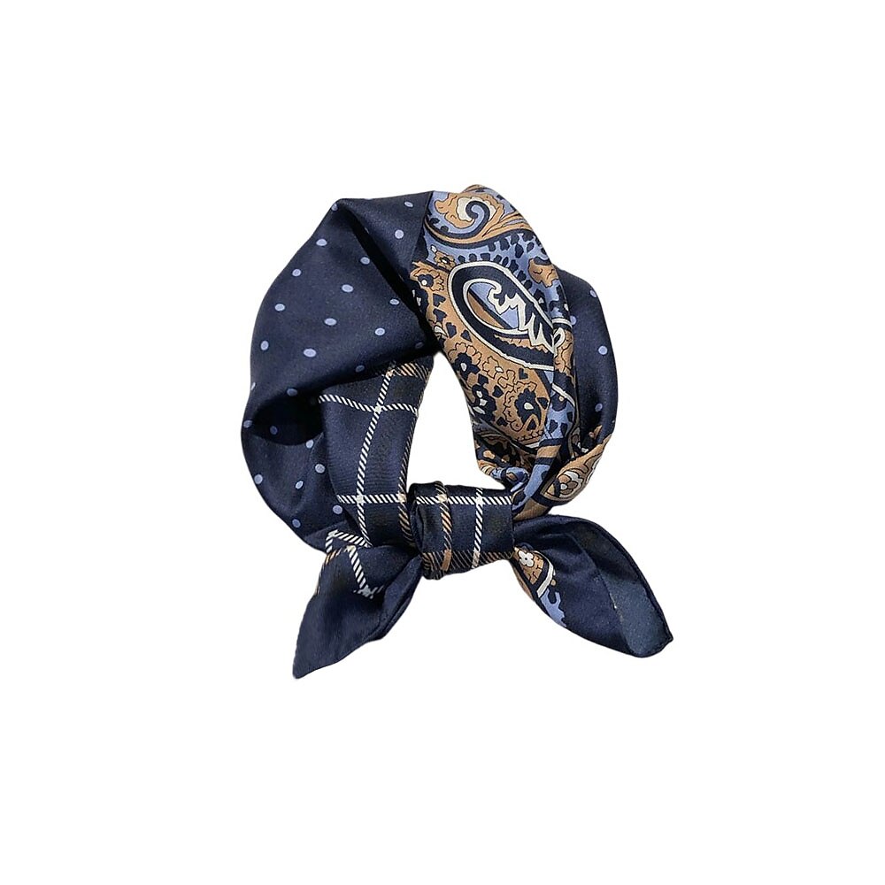 100% Silk Geometry Square Scarf - oukumen