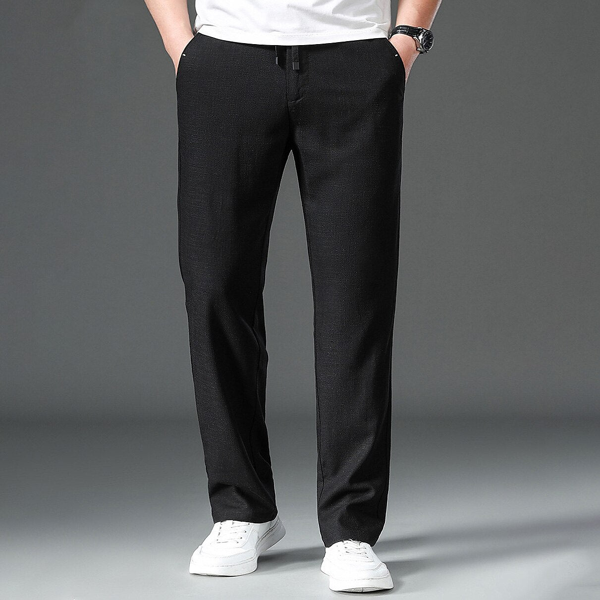 Cotton-Linen Drawstring Pants - oukumen