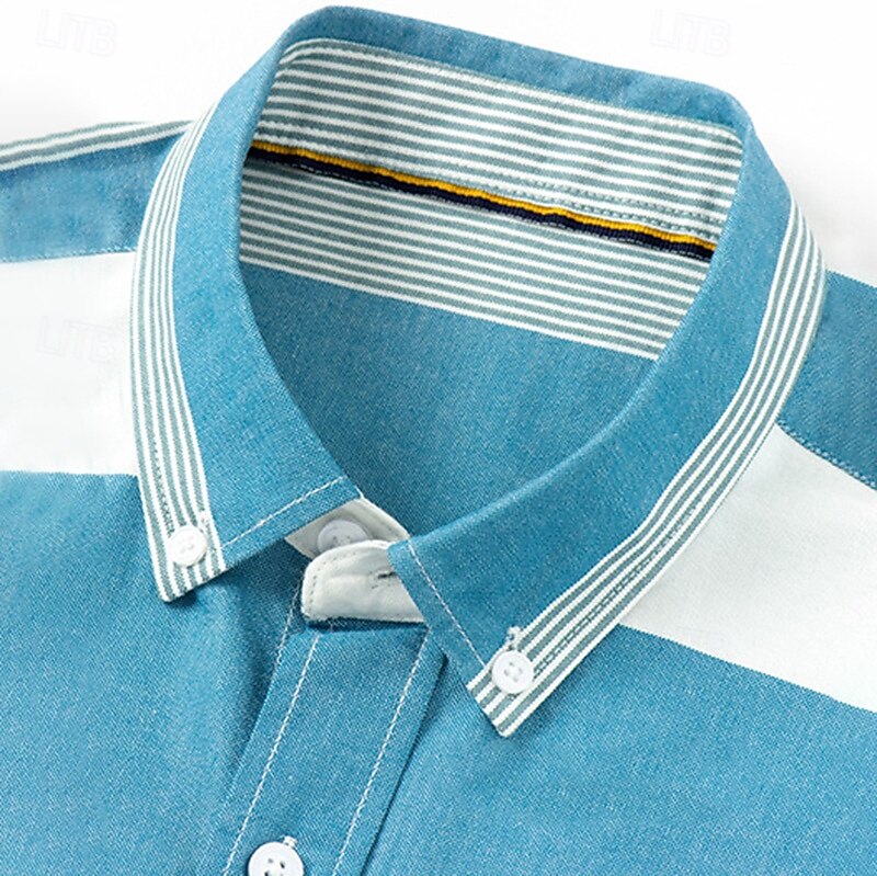 100% Cotton Versatile Color Block Oxford Shirt - oukumen