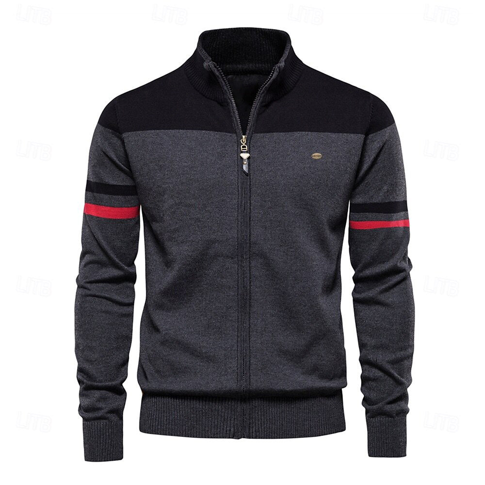 Cardigan Sweater Zipper Standing Collar Knitwear - oukumen