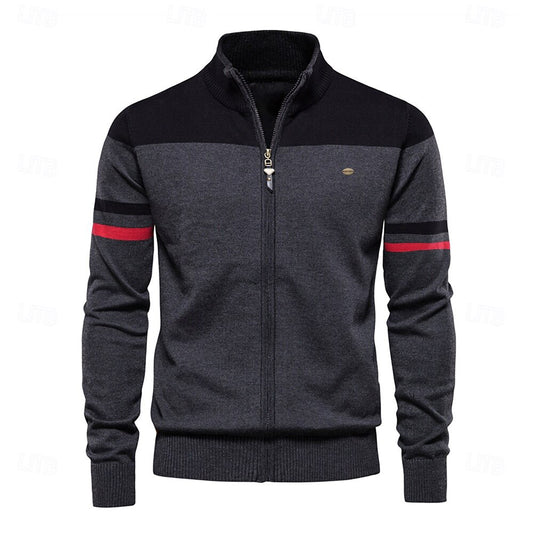 Cardigan Sweater Zipper Standing Collar Knitwear - oukumen