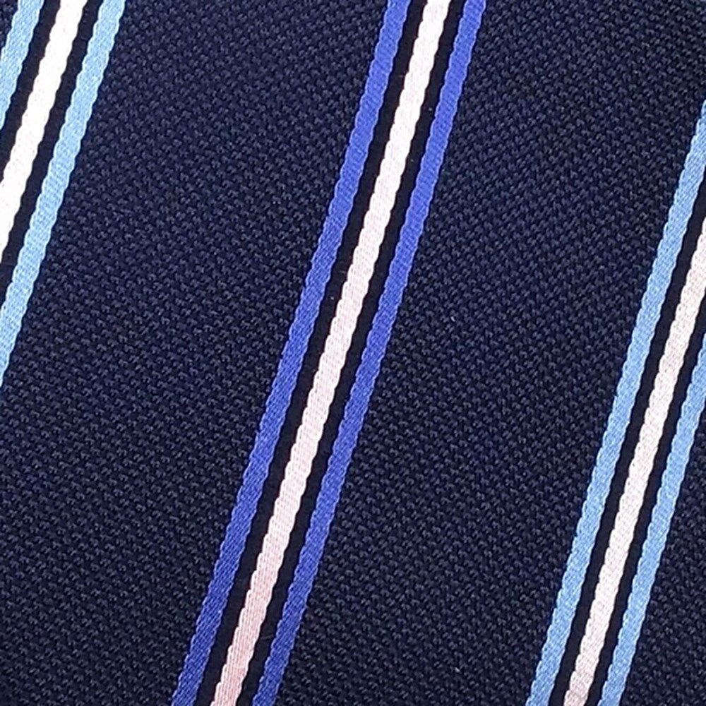100% Silk Striped Navy Blue Tie - oukumen