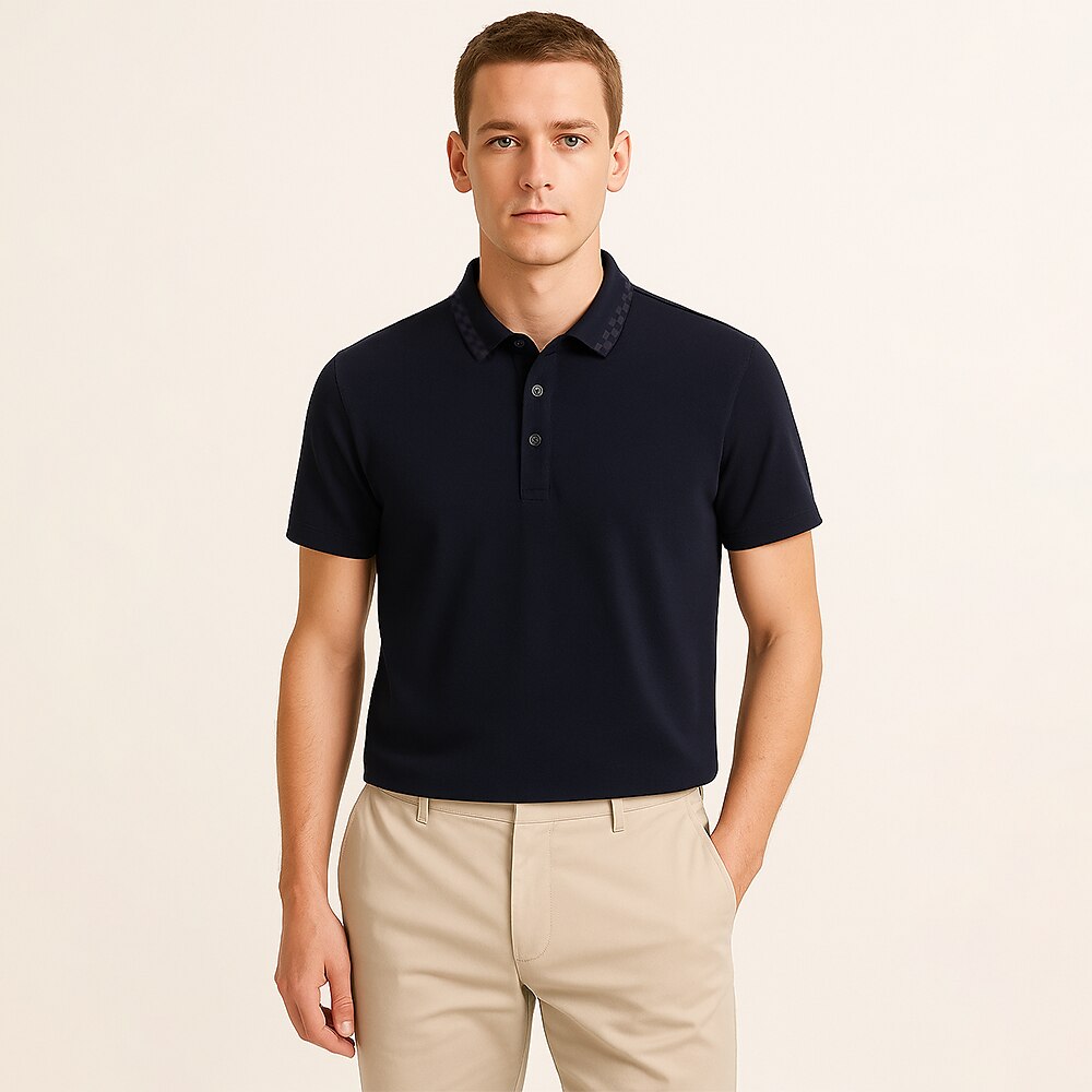 Business Casual Silk Cotton Blend Polo - oukumen