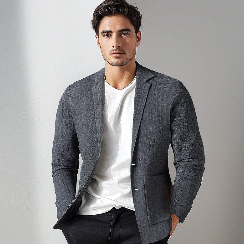 Textured Knit Blazer - oukumen