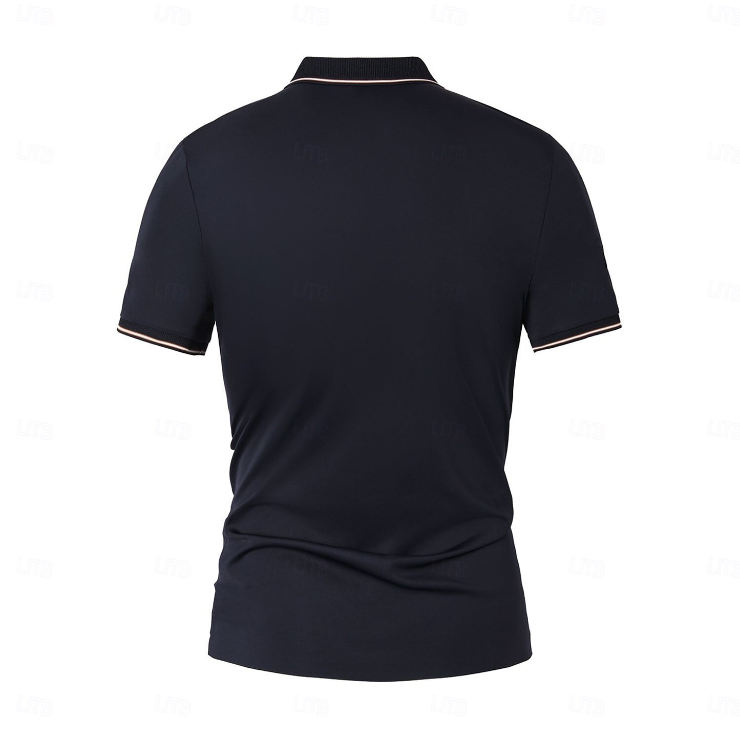 Contrast Collar and Cuff Stretch Polo - oukumen