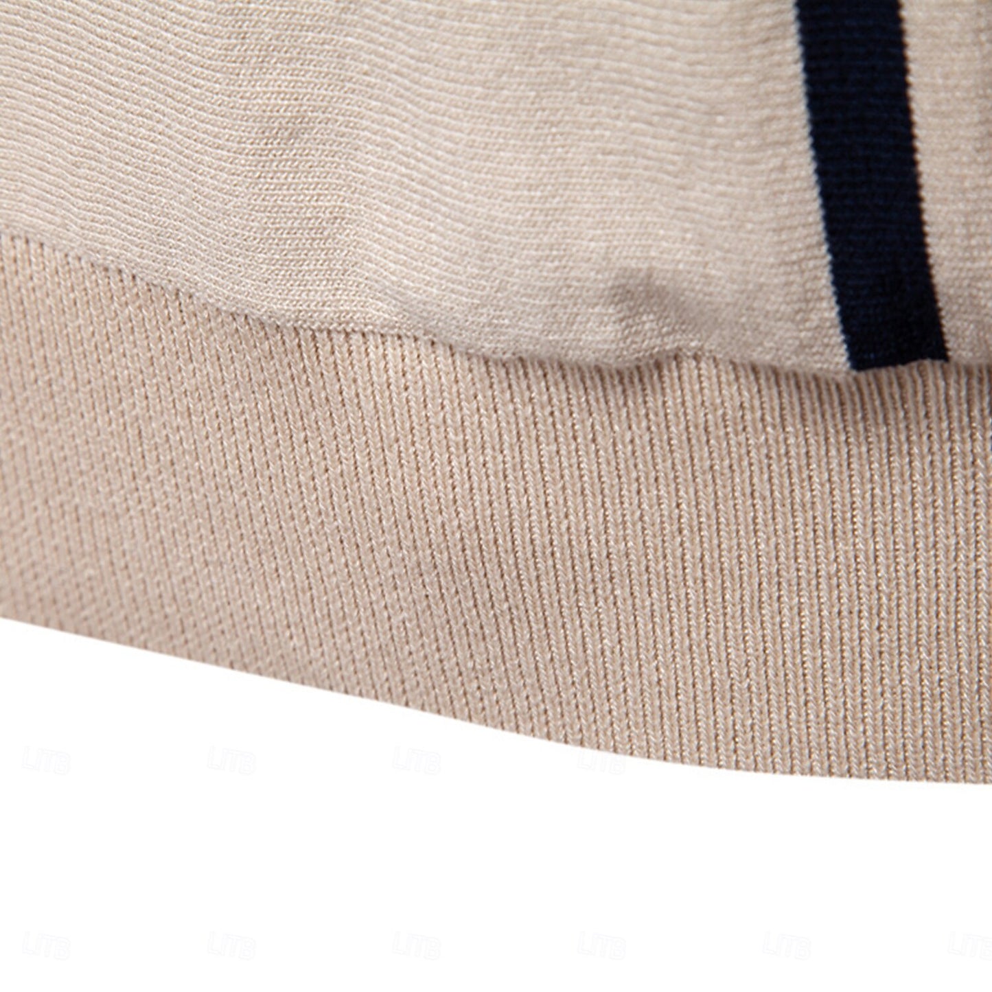 Classic Knit Polo with Vertical Stripes - oukumen