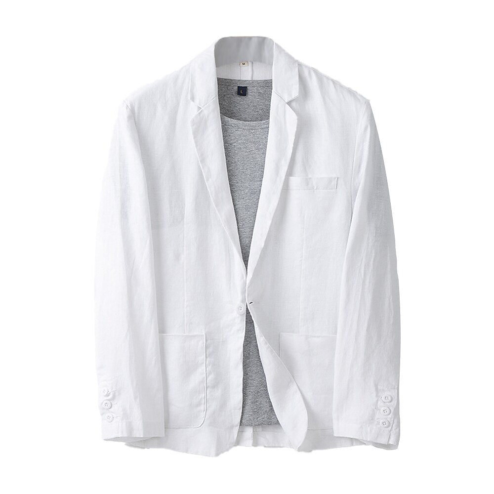 Tailored 100% Linen Blazer - oukumen