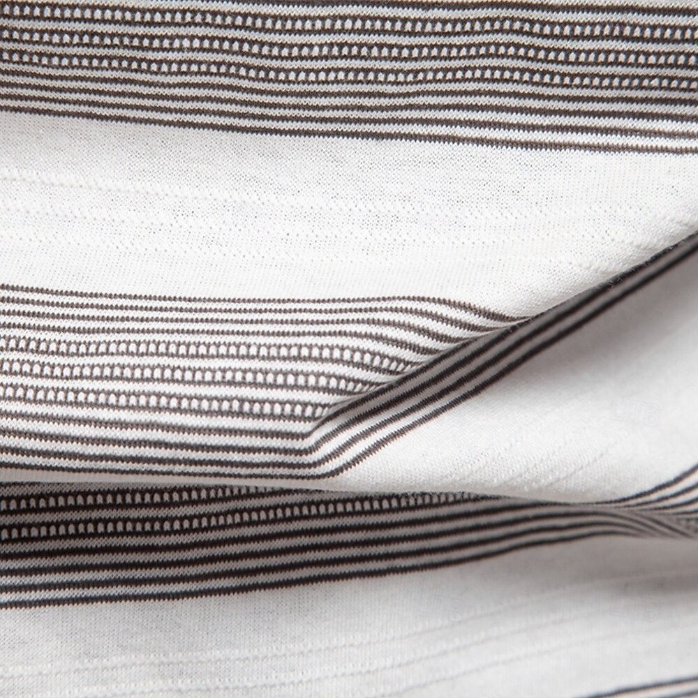 Timeless Striped Cotton-Blend Knit Polo Shirt - oukumen