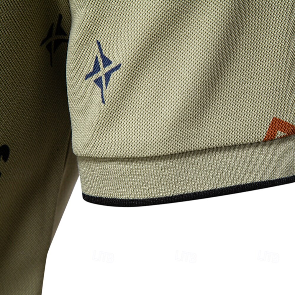 Printed Short-Sleeve Polo - oukumen