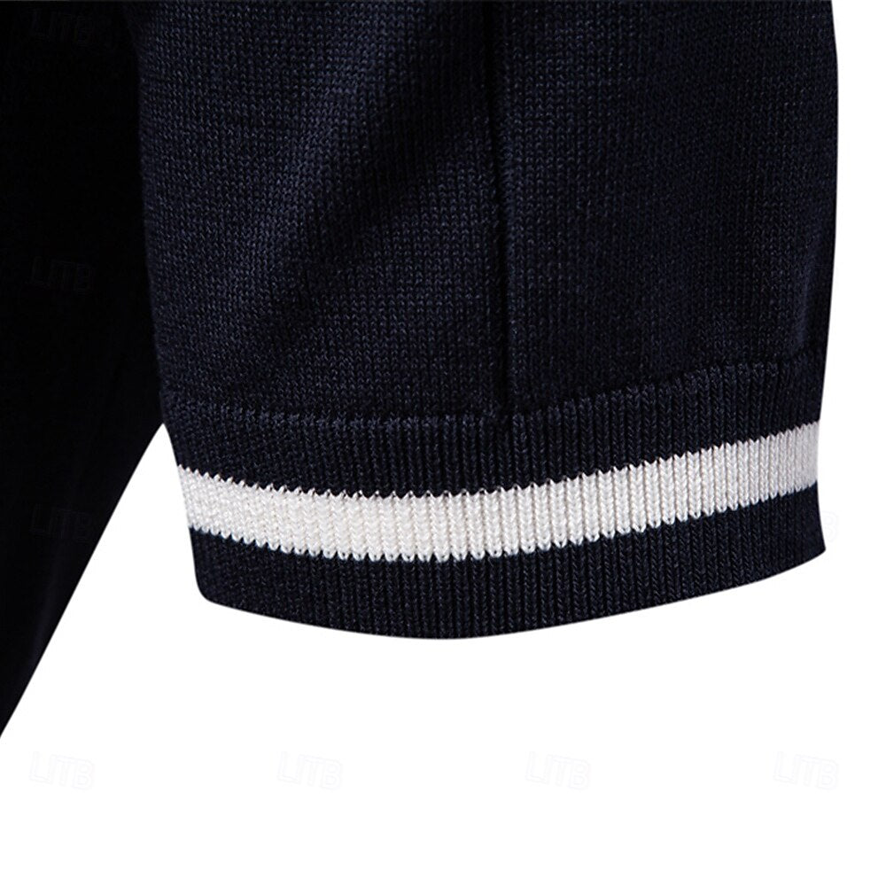 Classic Texture Knit Quarter-Zip Polo - oukumen