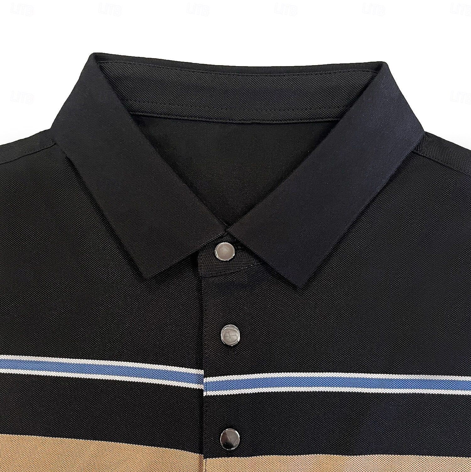 Cotton Silk Luxury-Touch Striped Short Sleeves Polo - oukumen