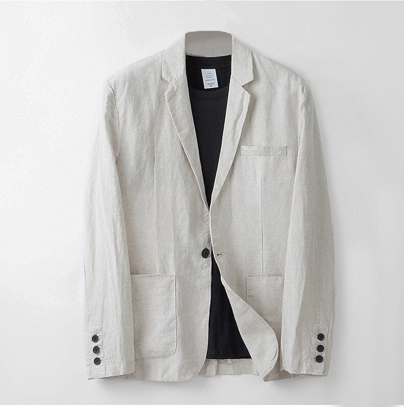 Tailored 100% Linen Blazer - oukumen