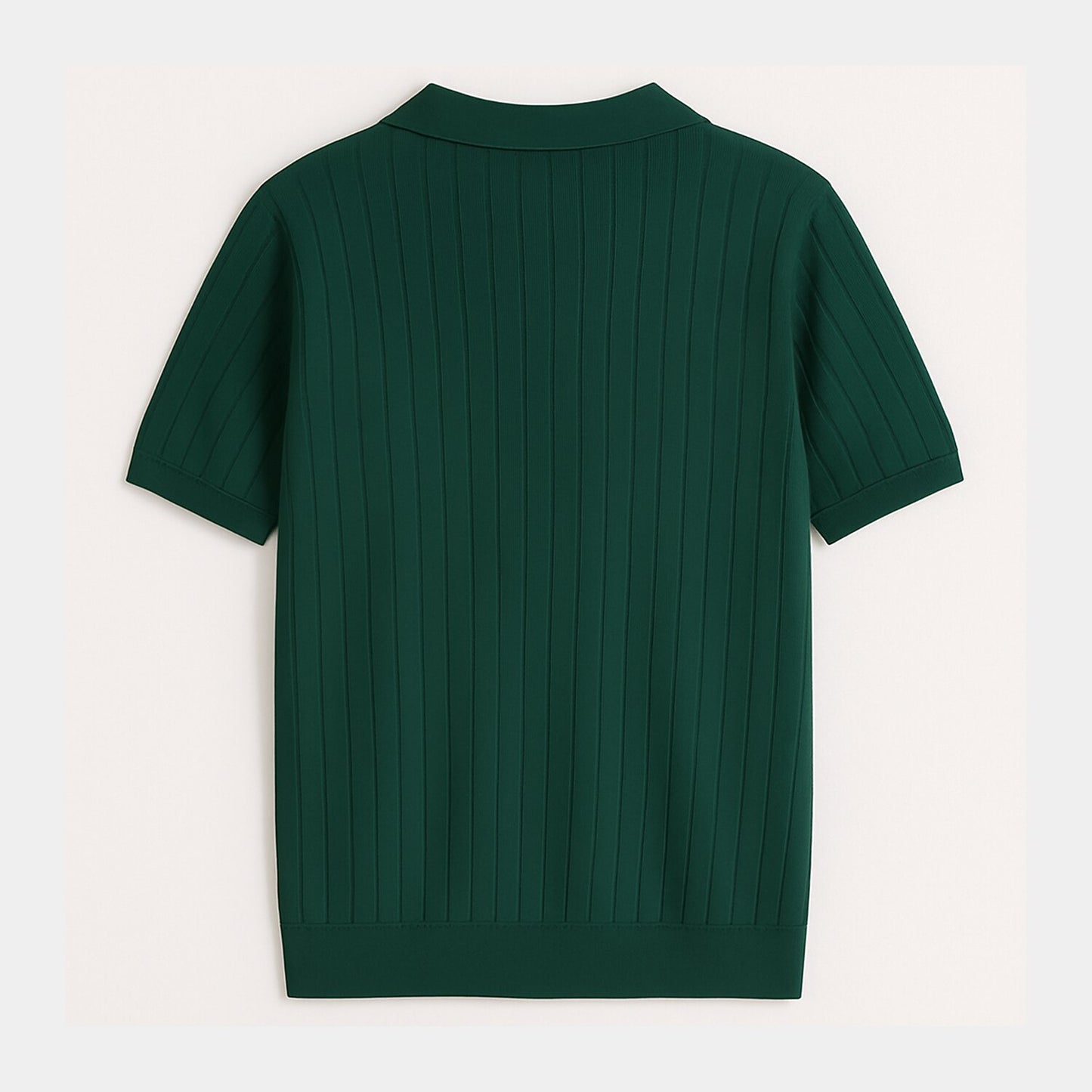Ribbed Knit Johnny collar Polo Shirt
