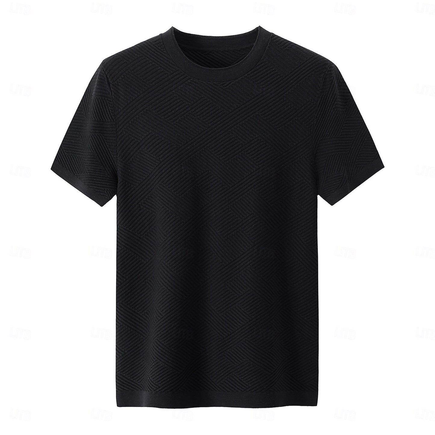 Silk Linen Cotton Crew Neck Knit T-Shirt - oukumen