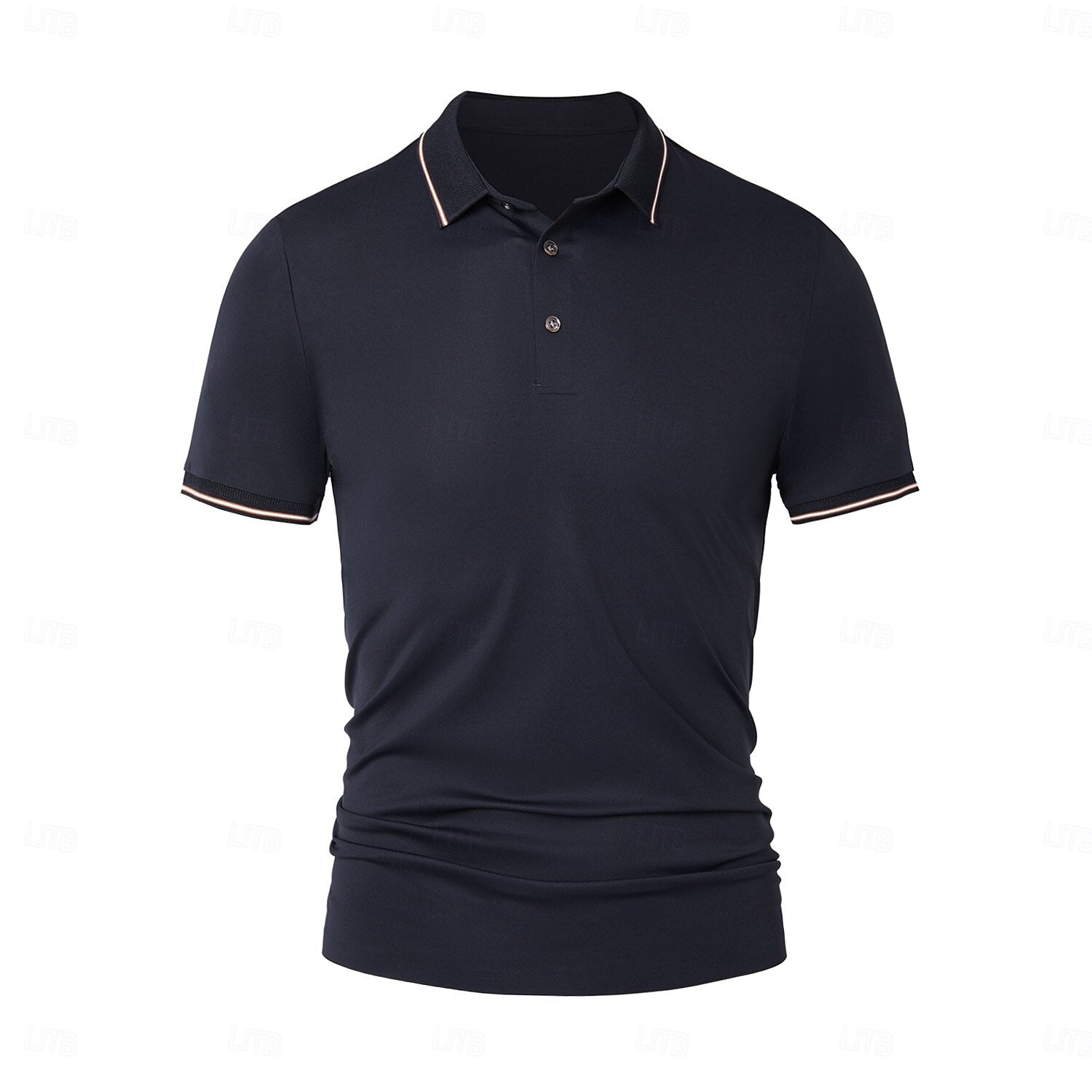 Contrast Collar and Cuff Stretch Polo - oukumen