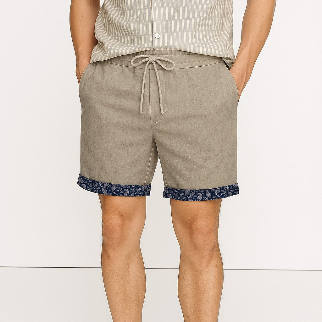 Cotton Linen Blend Shorts - oukumen