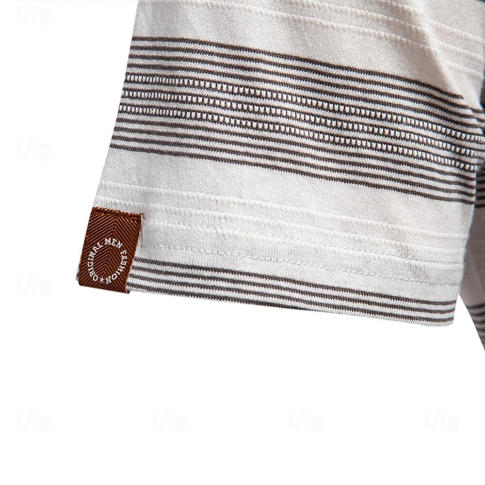 Timeless Striped Cotton-Blend Knit Polo Shirt - oukumen