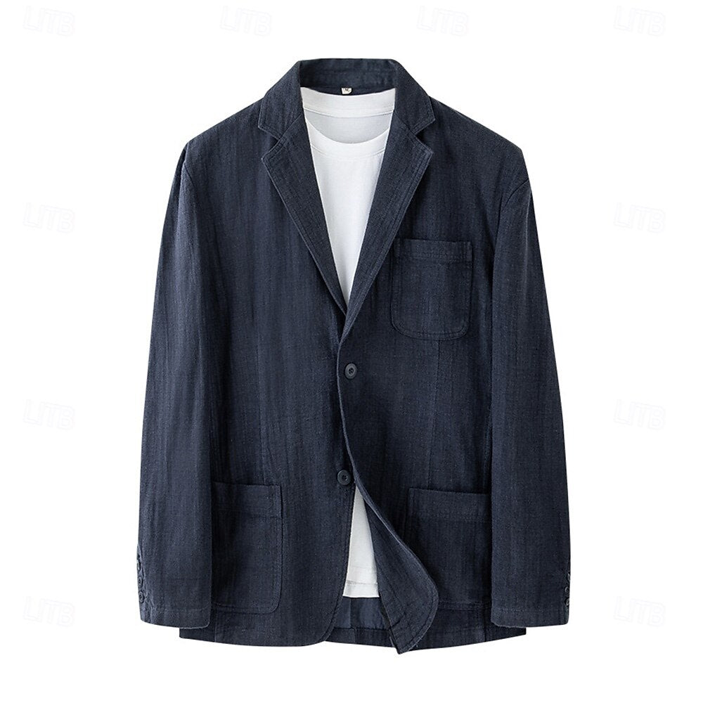 Relaxed 100% Linen Blazer - oukumen