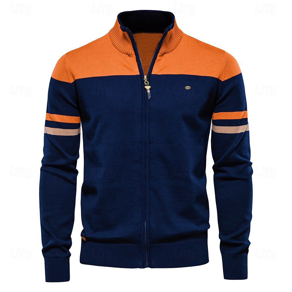 Cardigan Sweater Zipper Standing Collar Knitwear - oukumen