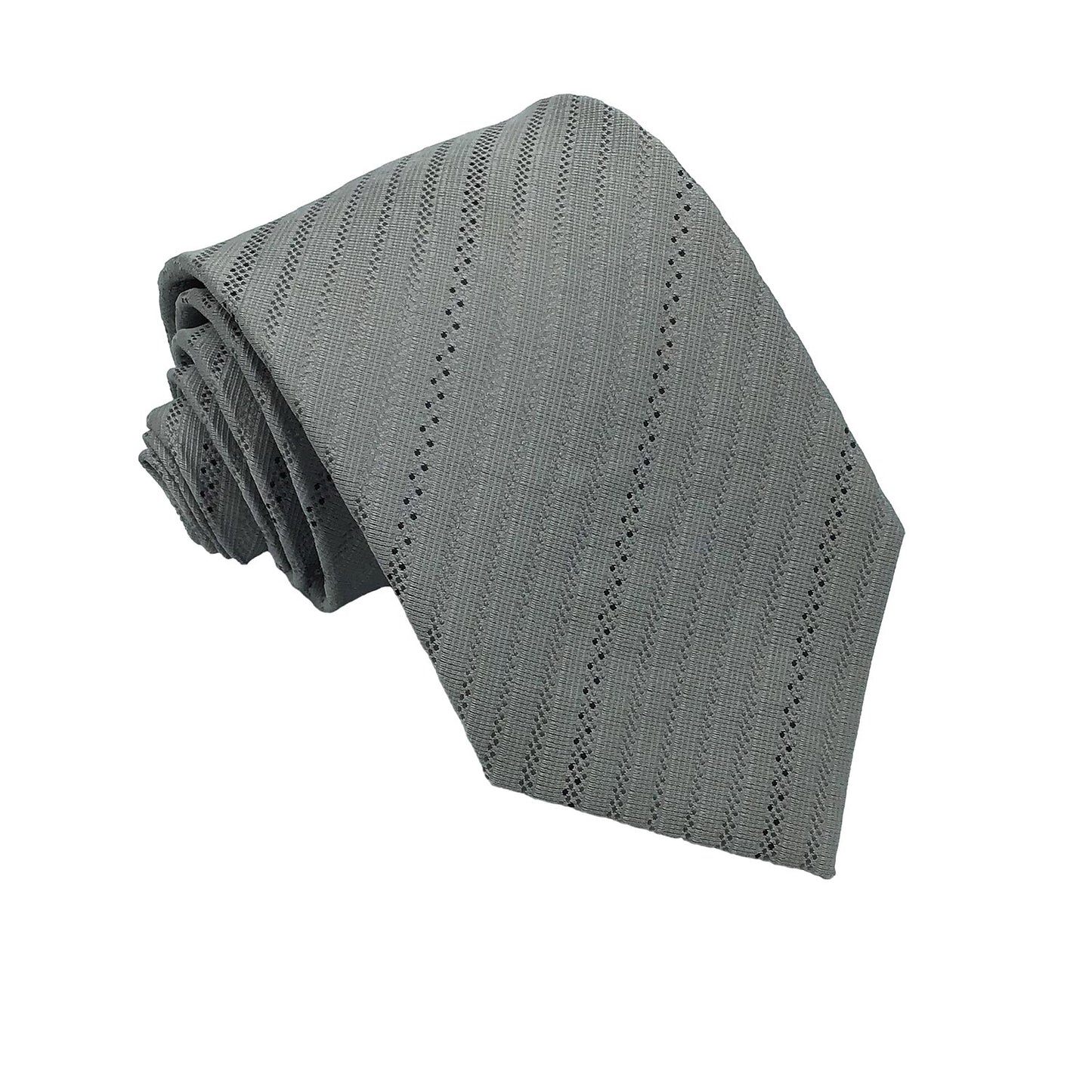 100% Silk Striped Navy Blue Tie - oukumen