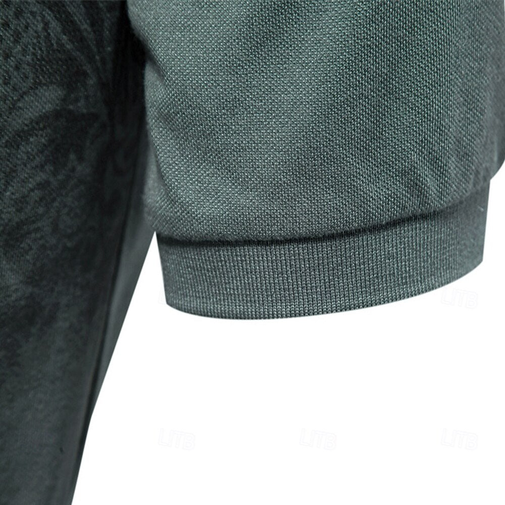 Floral Print Knit Polo Sweater - oukumen