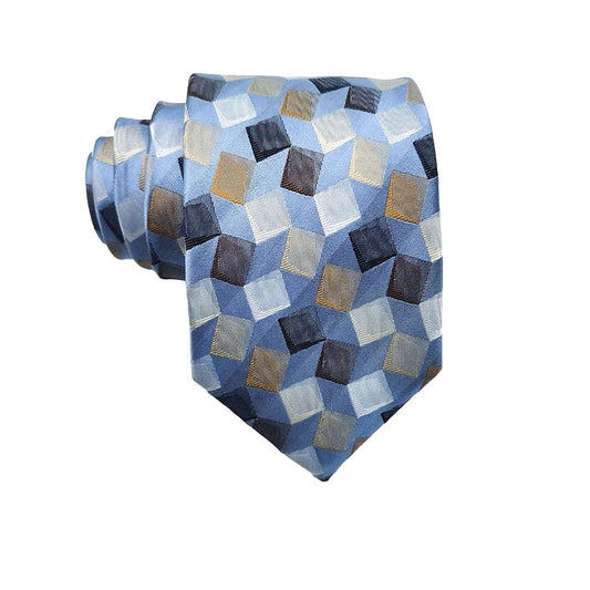 100% Silk Geometric Tie - oukumen