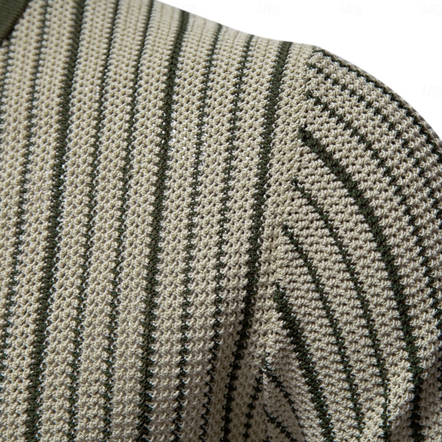 Striped Knit Texture Polo Shirt - oukumen