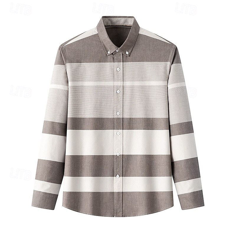 100% Cotton Versatile Color Block Oxford Shirt - oukumen