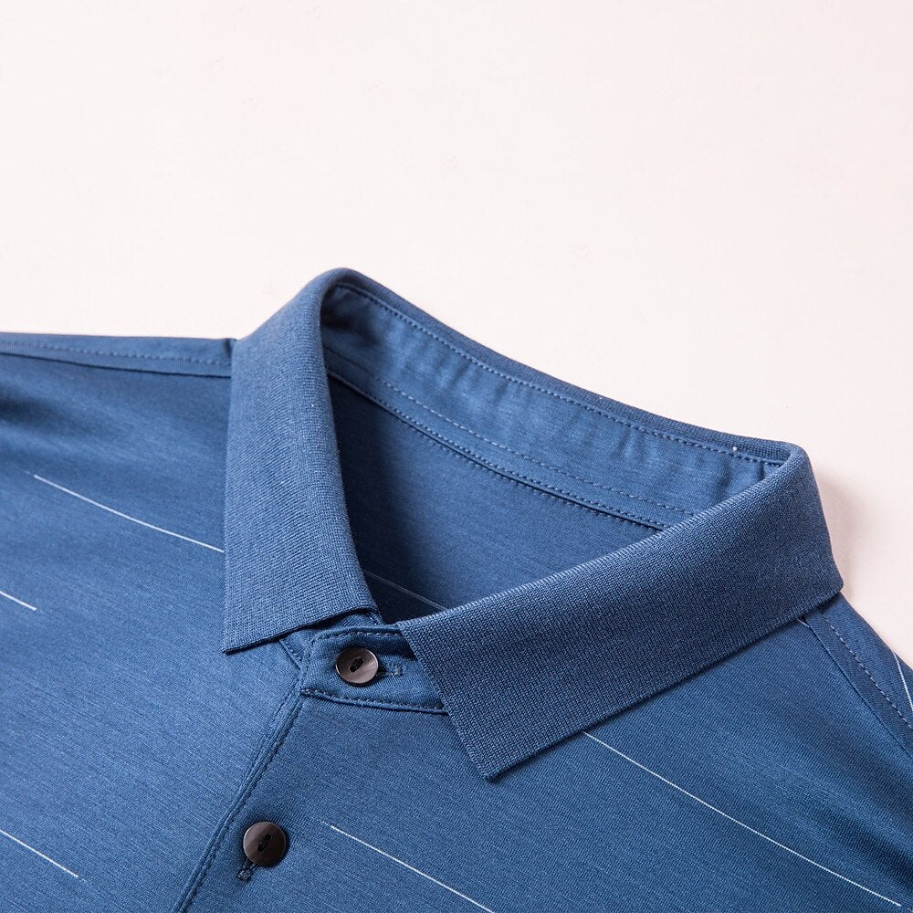 Luxury Tencel Cotton Silk Polo Shirt - oukumen