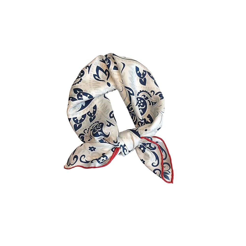 100% Silk Floral Square Scarf - oukumen