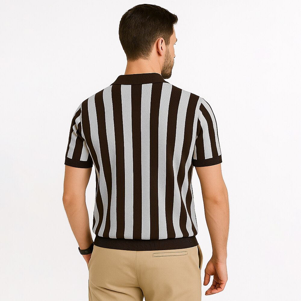 Vertical Striped Polo Shirt