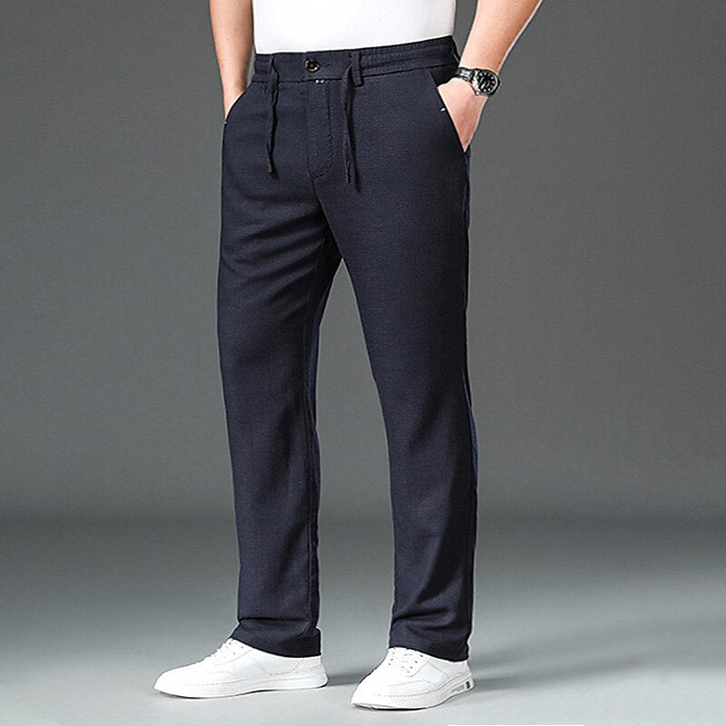 Cotton-Linen Drawstring Pants - oukumen