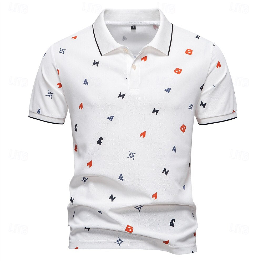 Printed Short-Sleeve Polo - oukumen