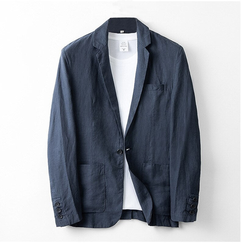 Tailored 100% Linen Blazer - oukumen