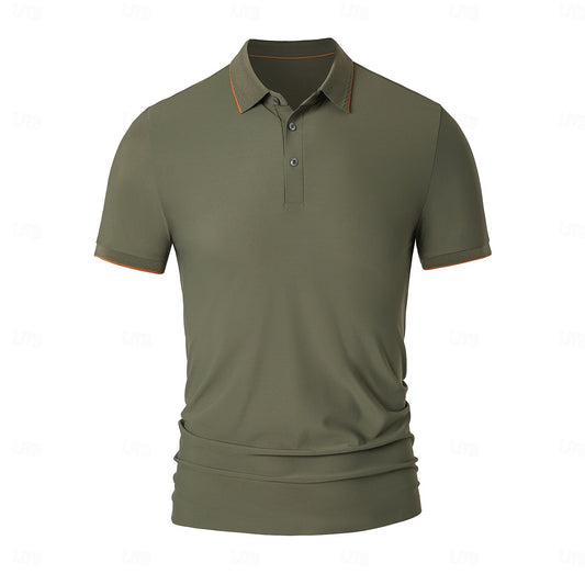 Refined Knit contrast collar Polo - oukumen