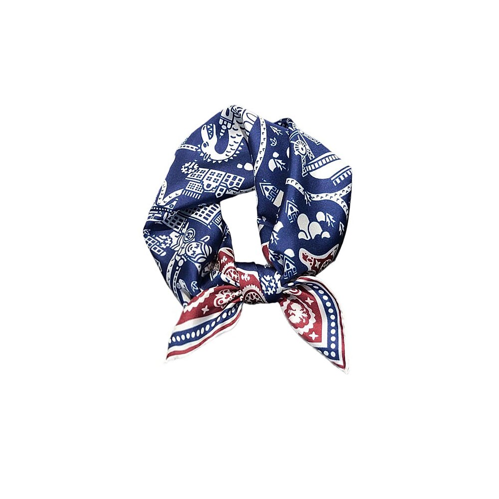 100% Silk Geometry Square Scarf - oukumen