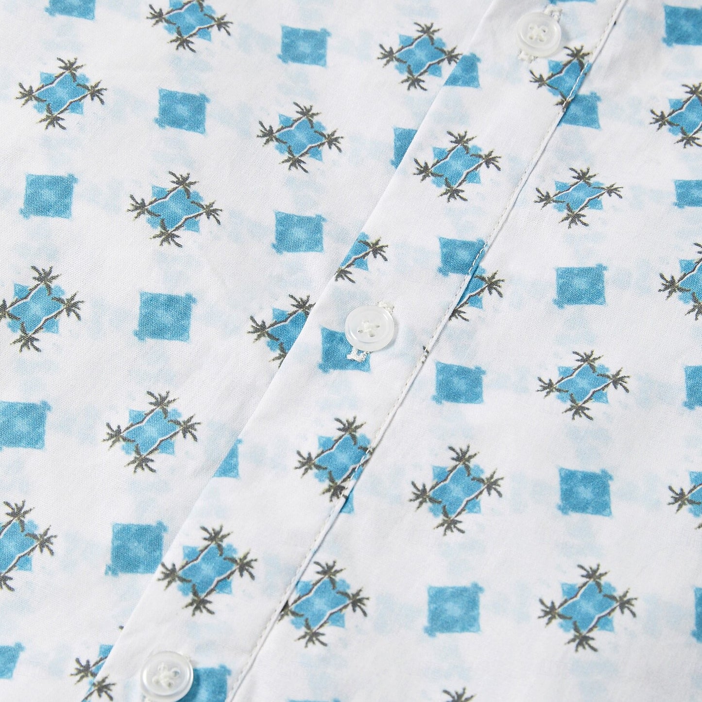 "Palm Haven" 100% Cotton Tropical Print Shirt - oukumen