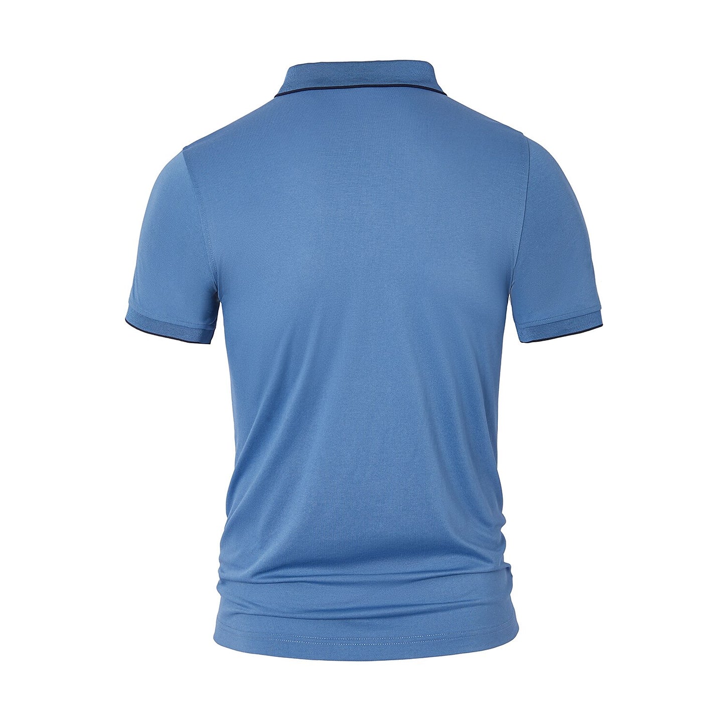 Cotton Silk Color-Block Zipper Polo - oukumen