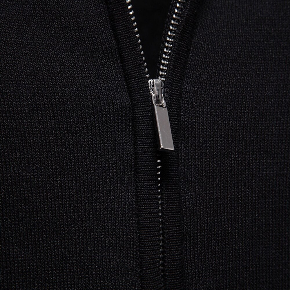Classic Texture Knit Quarter-Zip Polo - oukumen