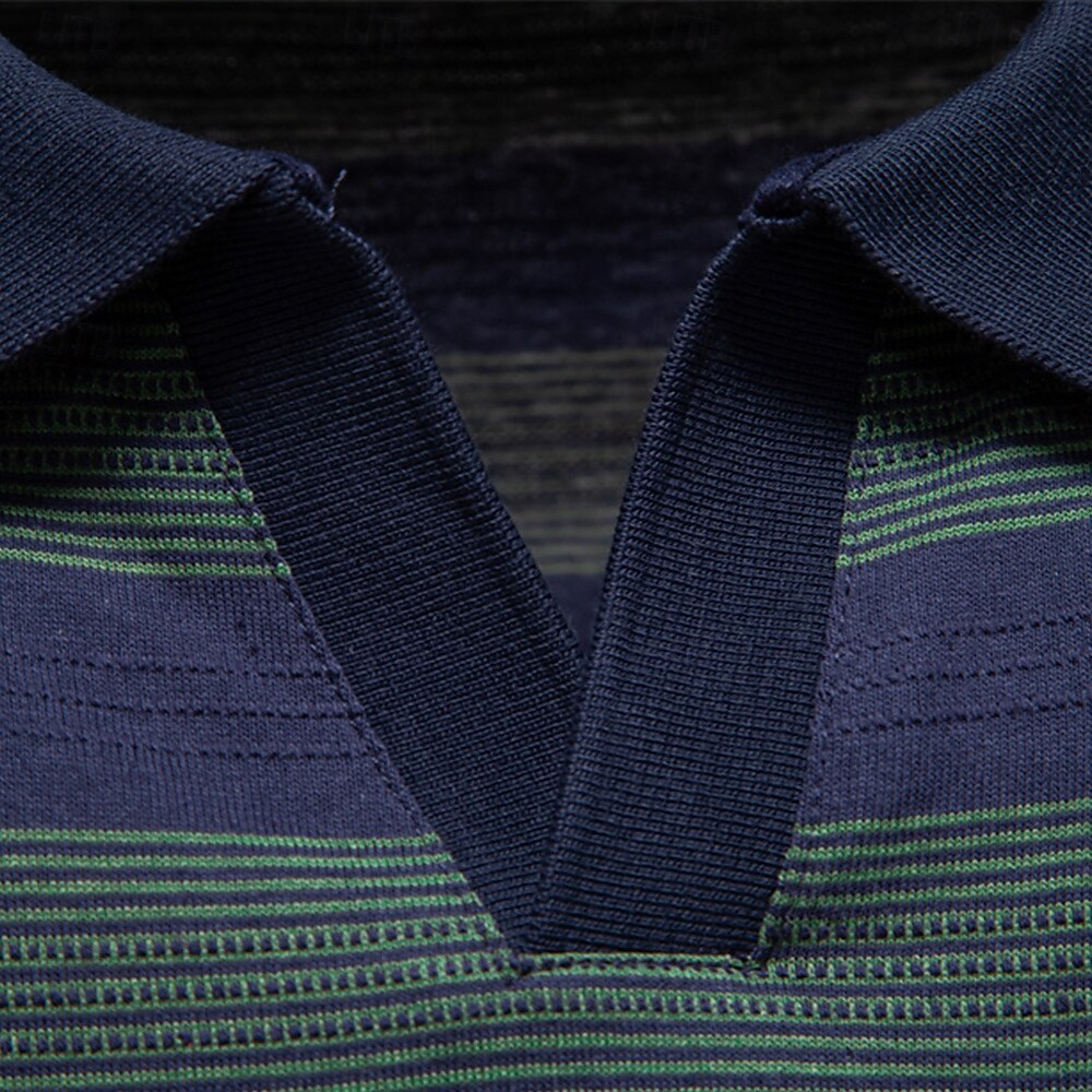 Timeless Striped Cotton-Blend Knit Polo Shirt - oukumen