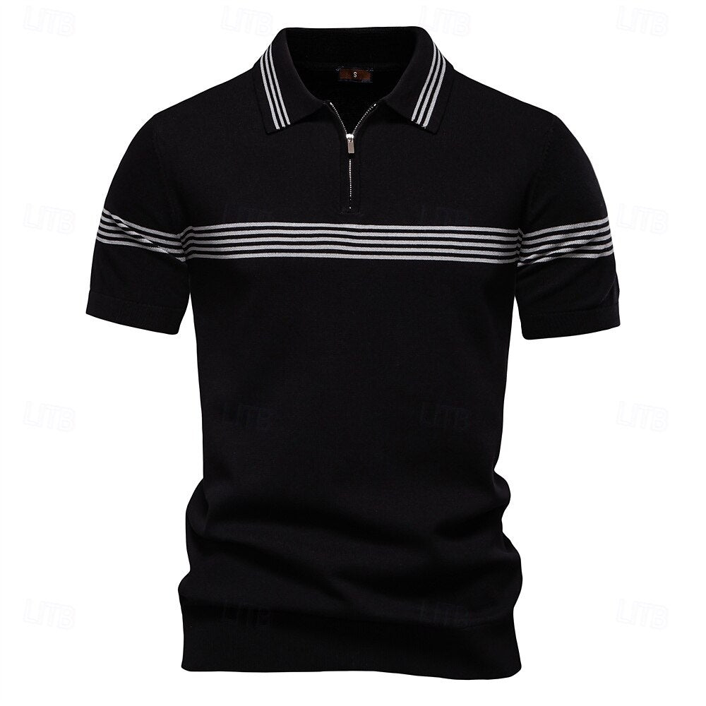 Quarter Zip Short Sleeve Polo - oukumen