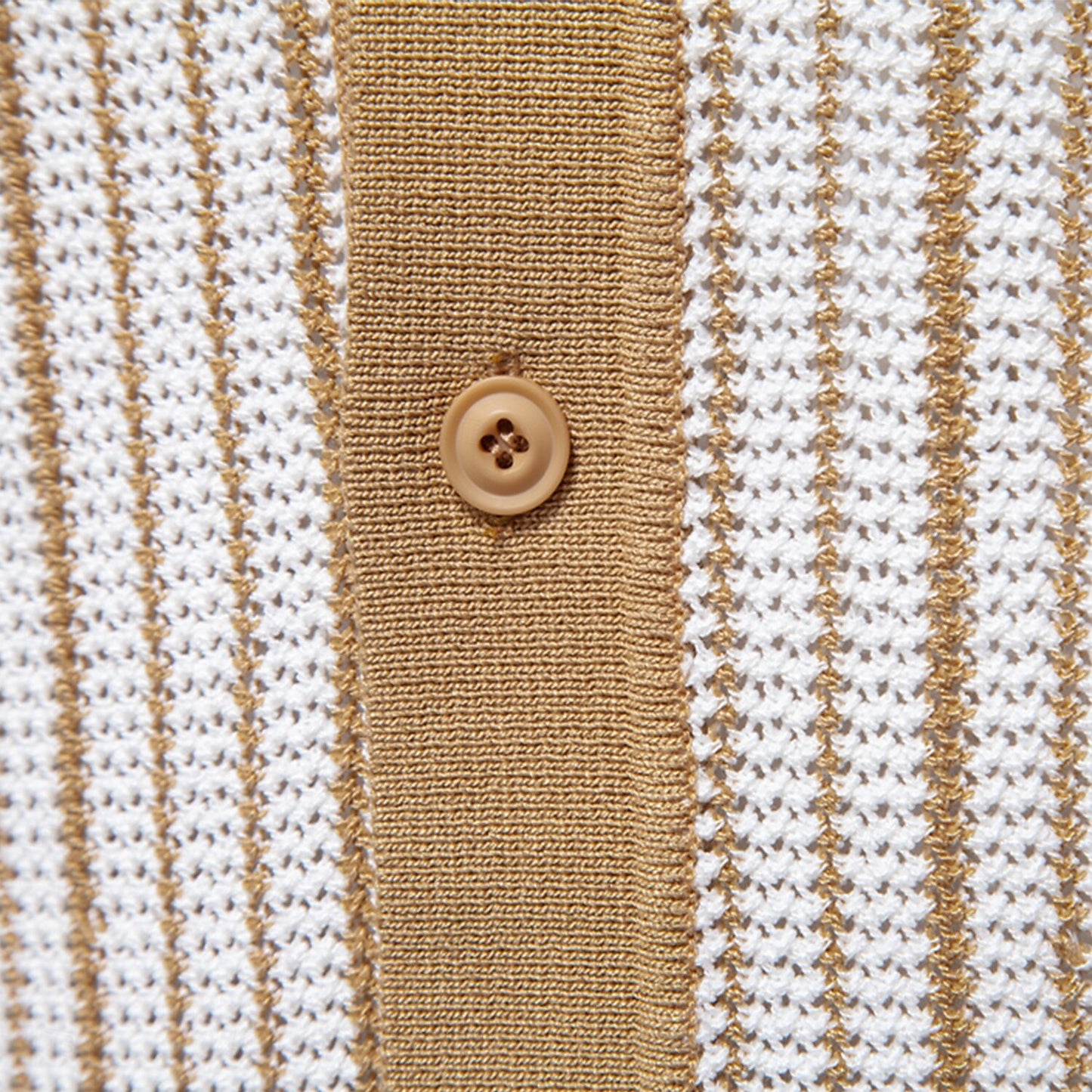 Striped Knit Texture Polo Shirt - oukumen