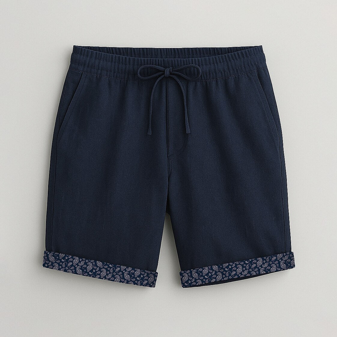 Cotton Linen Blend Shorts - oukumen