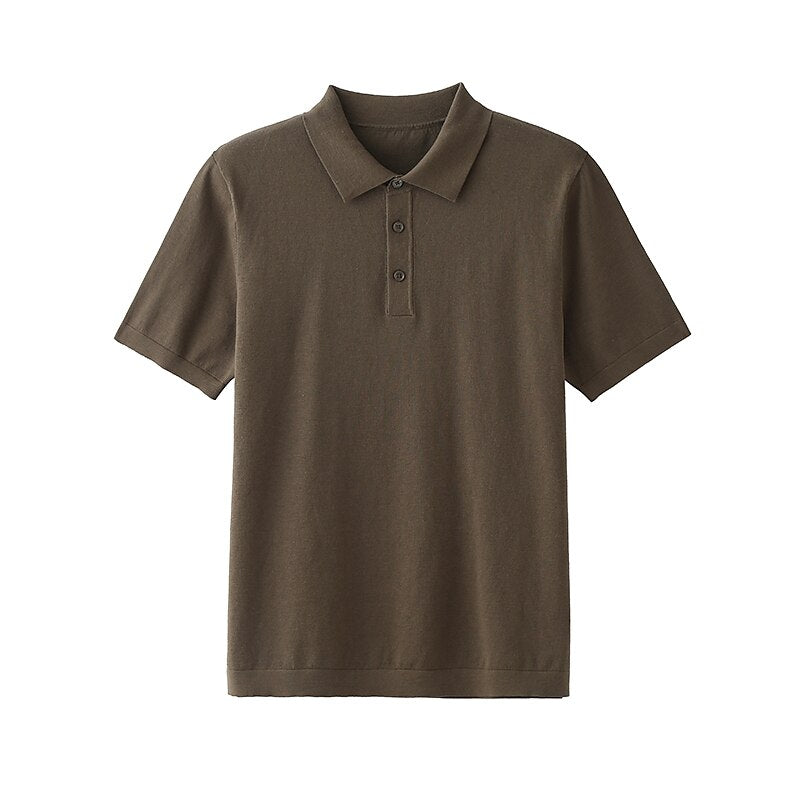 Linen silk Polo Knit Sweater - oukumen