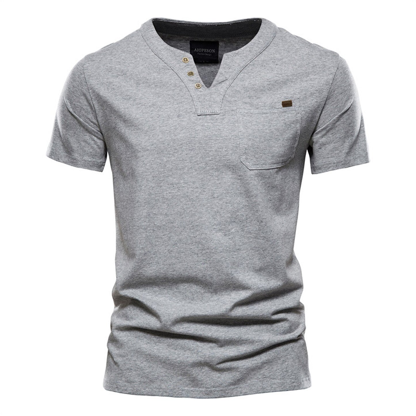 100% Cotton V-Neck Pocket T-Shirt - oukumen