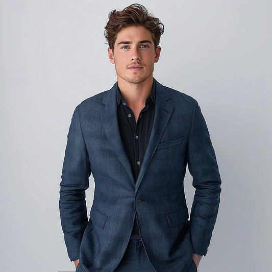Tailored Linen-Cotton  Blazer - oukumen