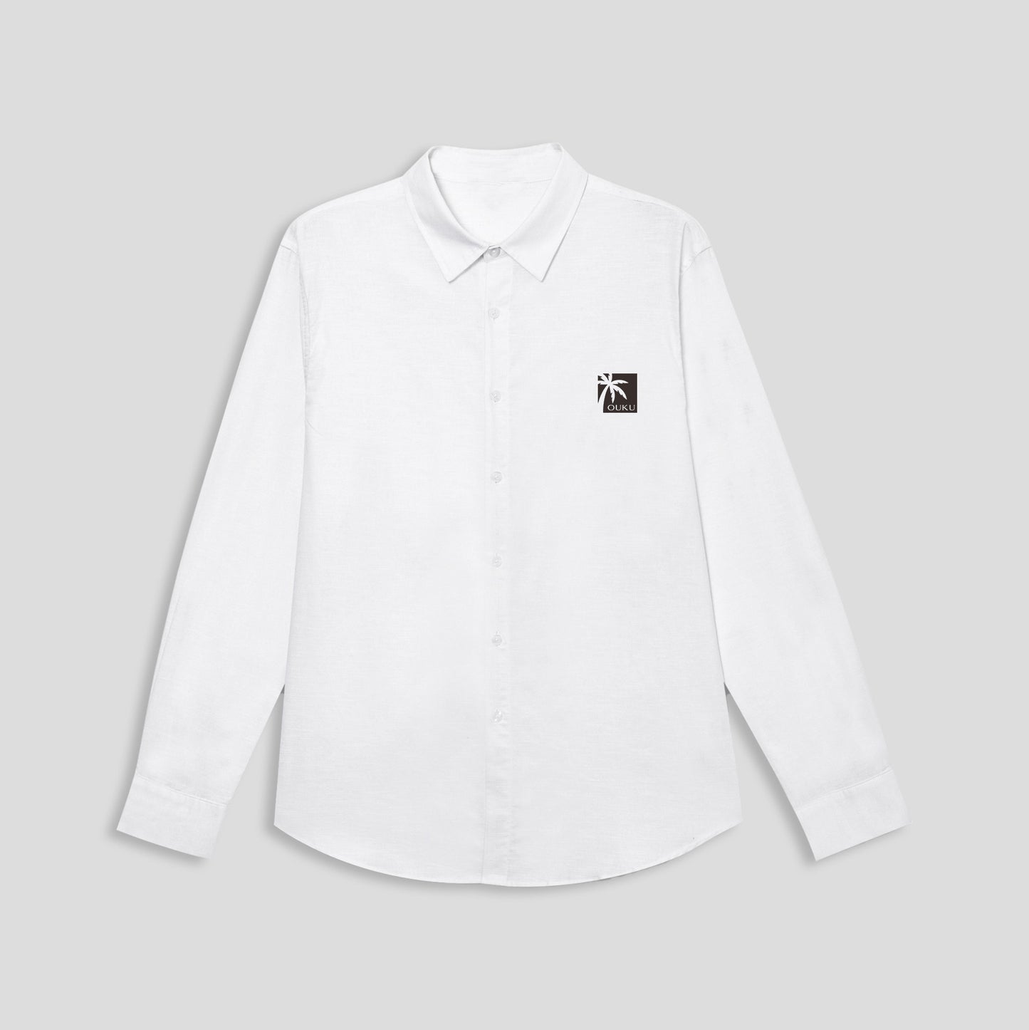 Linen Cotton Palm Tree Logo Shirt - oukumen